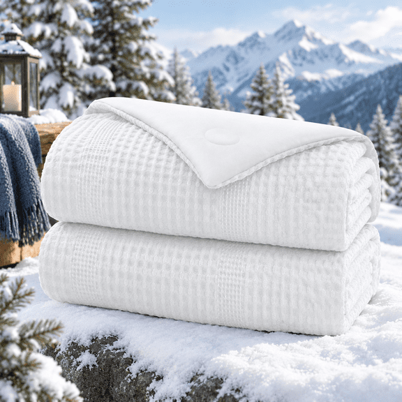 Waffle Weaveforter King Size Q-max 0.45 Reversible Blanket For Hot Sleepers Breathable Lightweight Silk Smooth Summer Bedding Qui