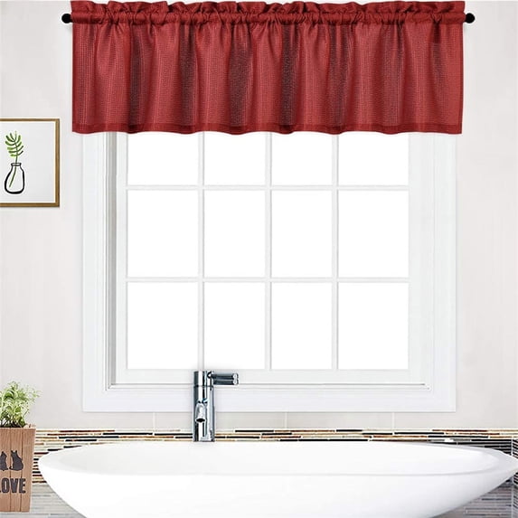 Waffle Woven Textured Valance, Rod Pocket Waterproof Short Curtain Valance