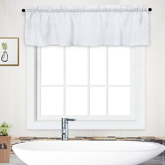 Waffle Woven Textured Valance, Rod Pocket Waterproof Short Curtain Valance
