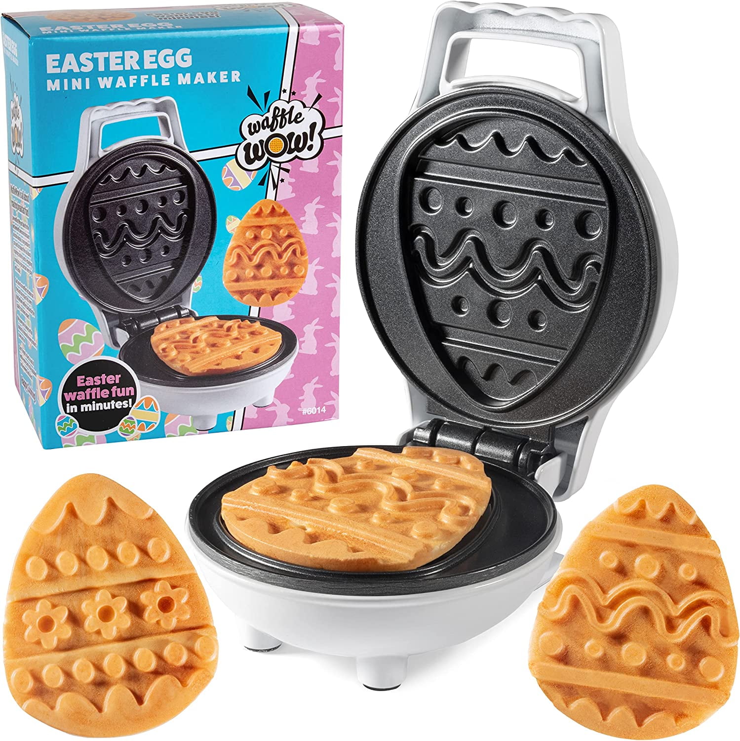 Waffle Wow Mini Egg Waffle Maker - Make Double Sided Waffle or Pancake w 2 Different Designs, Ready to Decorate & Frost, Breakfast Fun for Kids, Children & Adults
