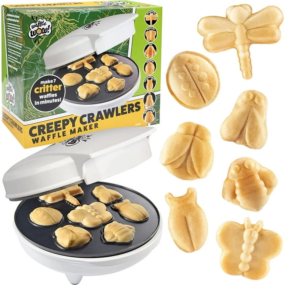 Waffle Wow! The Original Creepy Crawly Bug Waffle Maker- Make 7 Fun Different Insect Shaped Pancakes- Including a Beetle, Lady Bug, Bee & More- Electric Nonstick Waffler, School Breakfast Treat