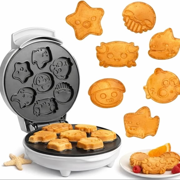 Waffle Wow Sea Creature Mini Waffle Maker- Create 7 Different Ocean Animal Shapes in Minutes, Make Breakfast Fun and Cool for Kids & Adults w Novelty Aquatic Pancakes- Electric Non-Stick Waffler Iron