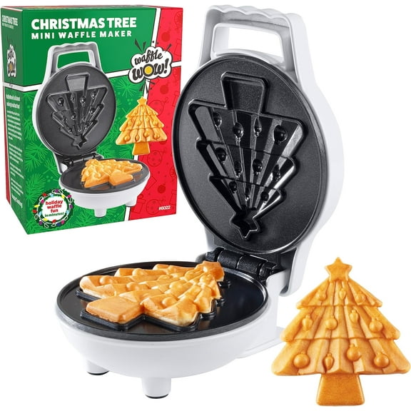 Waffle Wow Pine Tree Mini Waffle Maker - Cute 4 Inch Waffler Iron, Electric Non Stick Breakfast, Fun Gift or Cute Dessert, Treat for Adults, Kids, Parties
