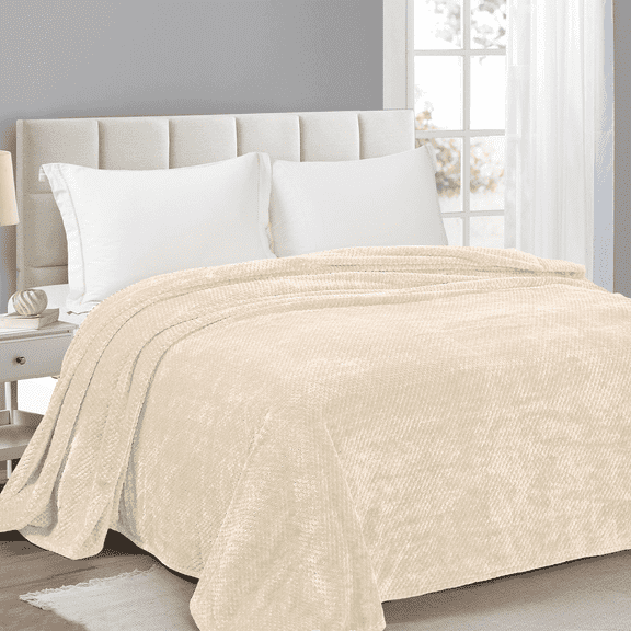 Cshidworld Lightweight King Size Blanket, Soft Breathable Summer Bed Blanket for Air Conditioned Rooms, Waffle Weave Blanket for Couch Sofa Bed Bedroom Domitory and Home Decor, Beige
