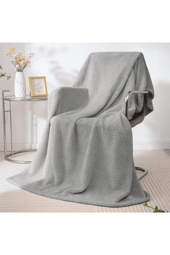 Throw Blanket, Decorative Throws with Waffle Wave Design, Super Soft Plush Fuzzy Blankets 260GSM, Luxury Lightweight and Breathable Throws for Couch Sofa Chair Bed, Great for Gift,Travel, Office