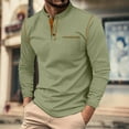 thumbnail image 1 of Waffleknit Golf Shirts for Men with Pocket Long Sleeve Tshirts Shirt Mens Casual Solid Color Pullover Button Mock Neck Comfort Going Out Tees Tops, 1 of 7