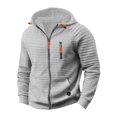 thumbnail image 1 of Waffleknit Jackets for Men Fleece Lined Zip Up Hoodies & Sweatshirts Casual Solid Long Sleeve Warm Loungewear Workout Outerwear Coats with Pockets, 1 of 5