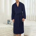 thumbnail image 1 of Waffleknit Robes for Men Long Sleeve Bathrobes with Pockets and Belt Mens Casual Solid Color Long-Length Open Front Homewear Sleepwear Bath Robe, 1 of 8