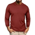 thumbnail image 1 of Waffleknit T Shirts for Men Casual Long Sleeve Round Neck Tops Basic Solid Color Pullover Comfort Slim Fit Work Tees T-Shirts, 1 of 7