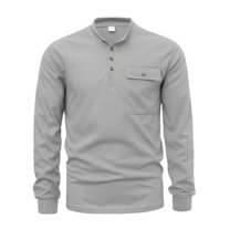 Waffleknit T Shirts for Men with Pocket Long Sleeve Tshirts Shirt Casual Solid Button Crewneck Pullover Basic Athletic Workout Tees Tops