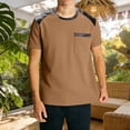 thumbnail image 1 of Waffleknit T Shirts for Men with Pocket Velvet-Splice Short Sleeve Tees Tops Mens Casual Color Block Pullover Crewneck Basic Loungewear Tshirts Shirt, 1 of 8