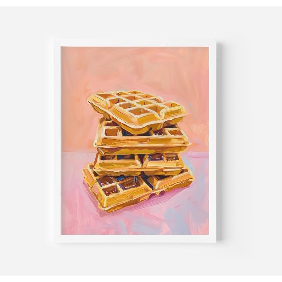 Waffles Art Poster Retro Kitchen Foodie Decor , breakfast print, Unframed Poster Size 24x36 F03.1.19l1224