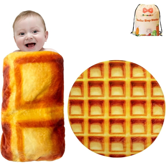 Waffles Blanket 60 inches for Adult Kids, Realistic Waffles Throw Blanket Funny Gifts for Women Men Teen Boy Girl, Wrap Blanket for Christmas Birthday Valentine's Day Gifts