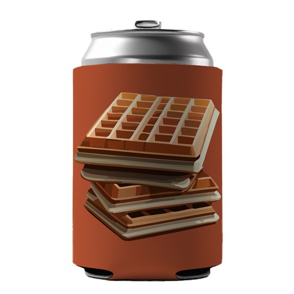 Waffles Stack Breakfast Food Drink Beer Soda Insulated Sleeve Holder Can Cooler Hugger