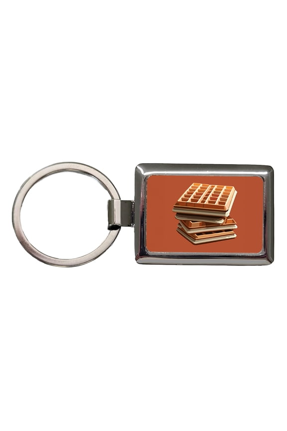 Waffles Stack Breakfast Food Metal Rectangle Keychain