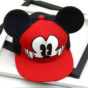 FENGXINGSHANGMAO Waflera Mickey Mouse Hat For Kids Baby Boy Girl Baseball Cap Fashion Children Hip Hop Caps Kids Snapback Breathable Hats red Mickey