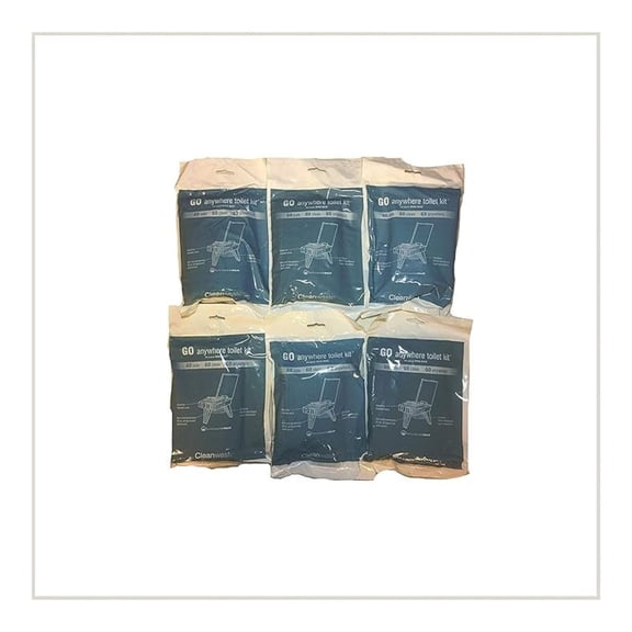 Wag Bags Toilet Kit 6 Pack - Biodegradable Waste Bags with Poo Powder - Portable Toilet System for Camping, Hiking, Travel & Emergency Preparedness