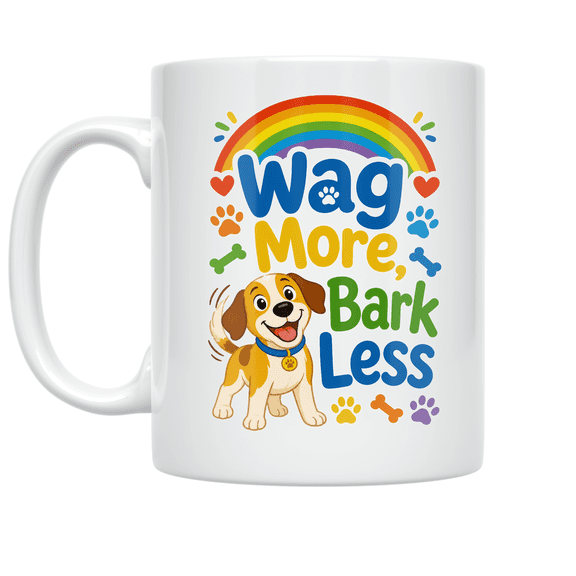 Wag More Bark Less Dog Lover Design - Dog Enthusiast - 11 oz Ceramic Coffee Mug