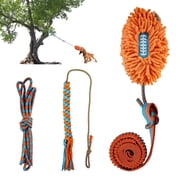 All For Paws Bungee Tug dog Toy, Outdoor Tree Tugger Dog Toy with Rope & Plush Squeaky Toy, Bungee Hanging Tree Tug Toy for Dogs