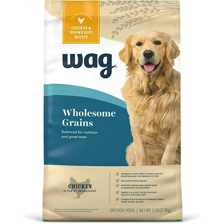 Wag Wholesome Grains Dry Dog Food Chicken Salmon Beef Lamb and Brown Rice