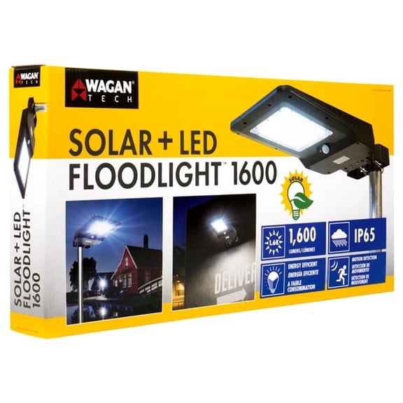 Wagan 1600 Lumen Solar Powered Rechargeable LED Flood Light