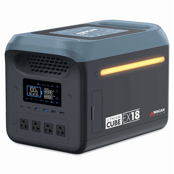 Wagan 1800-Watt Lithium Cube Push Button Start 1800 Battery Powered Portable Power Station Power Generator