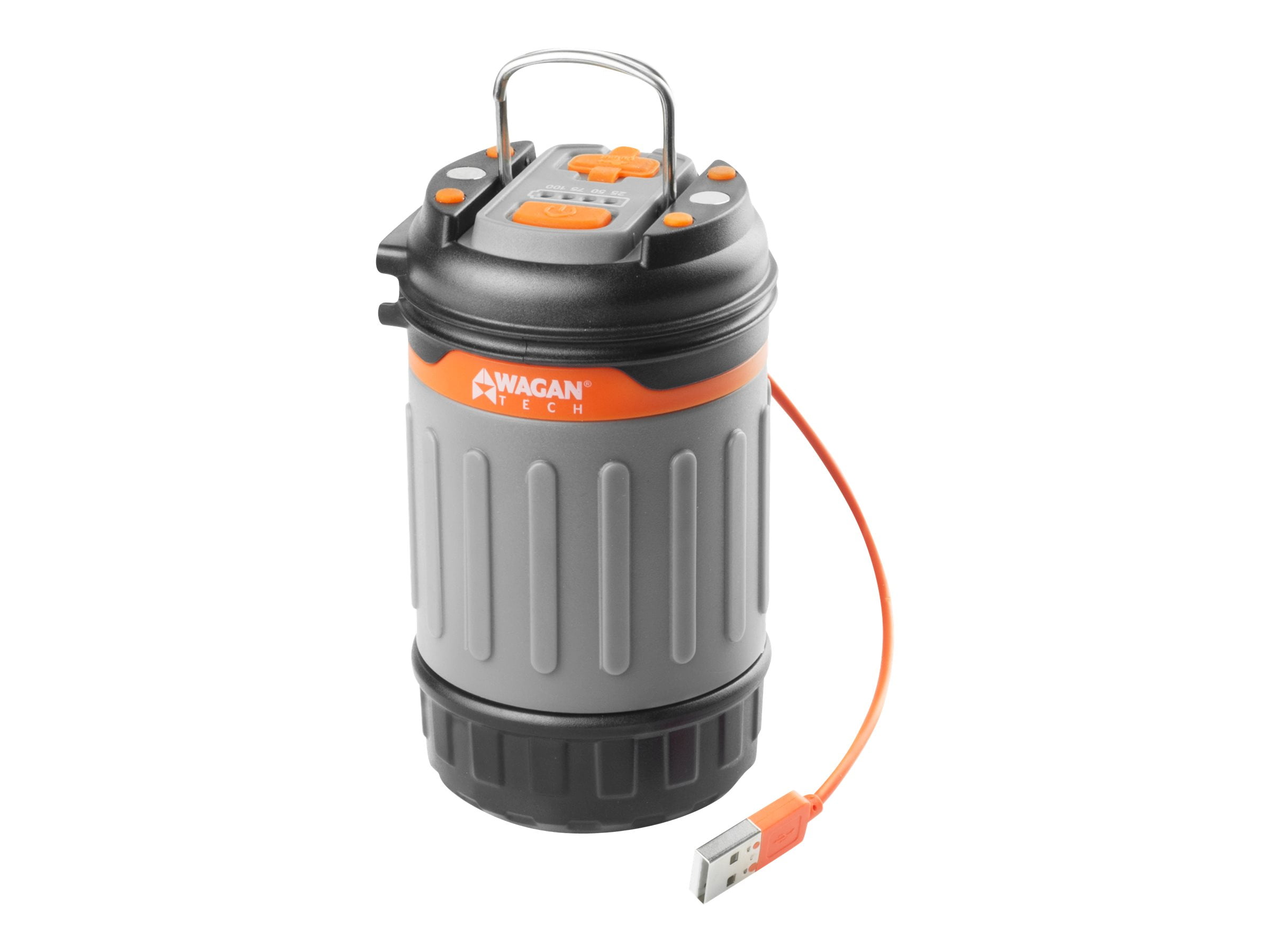 Gray and Orange ABS USB Rechargeable Camping Lantern