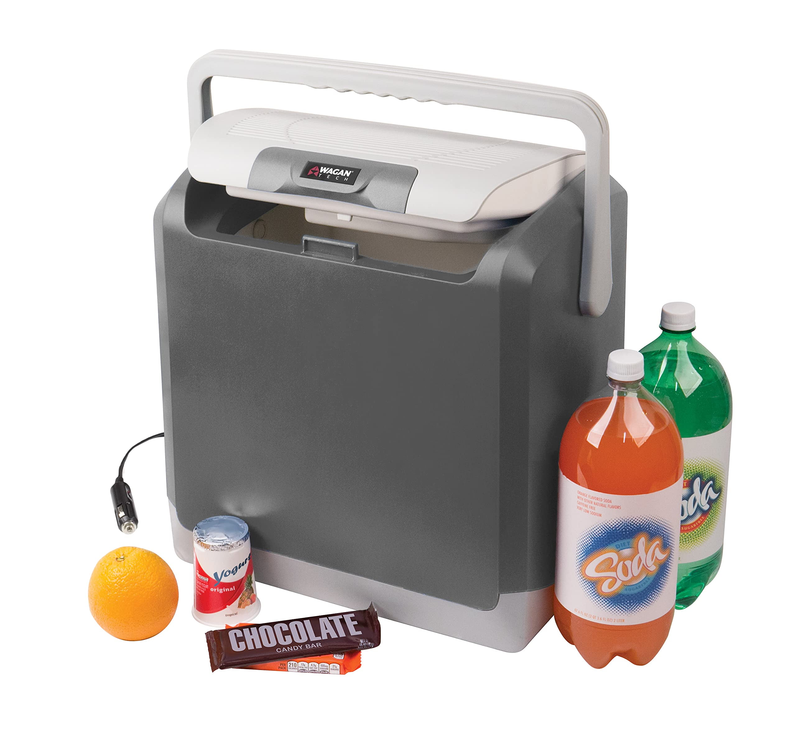 Wagan EL6225 12V Personal Thermoelectric Cooler/Warmer, 24 Liter Capacity, Portable Electric Car Cooler Warmer with 12/24V DC, 12V Small Fridge for Car, RV, and Camping Use, UL Listed E11