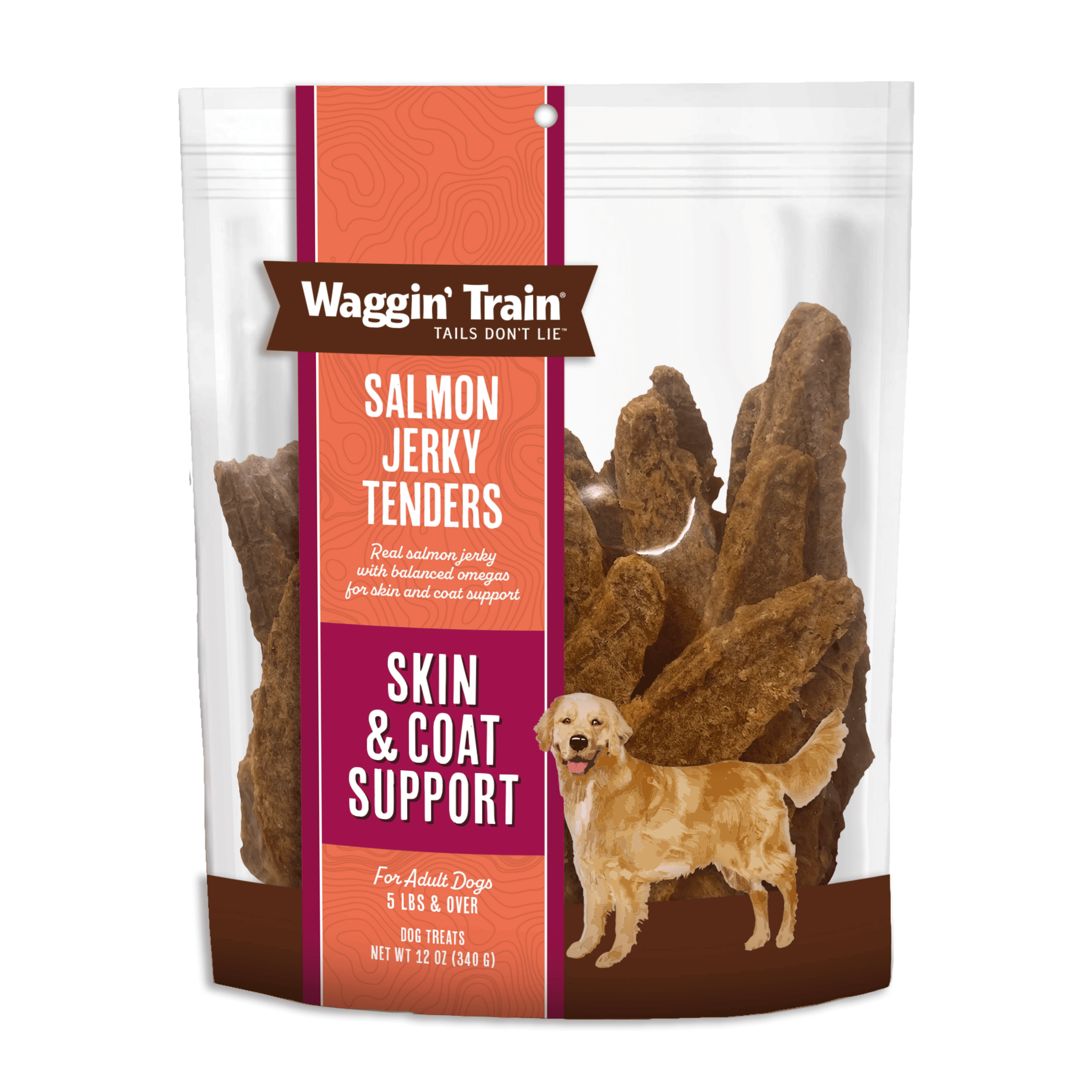 Waggin' Train Salmon Jerky for Skin & Coat Support , Dog Treats, 12oz