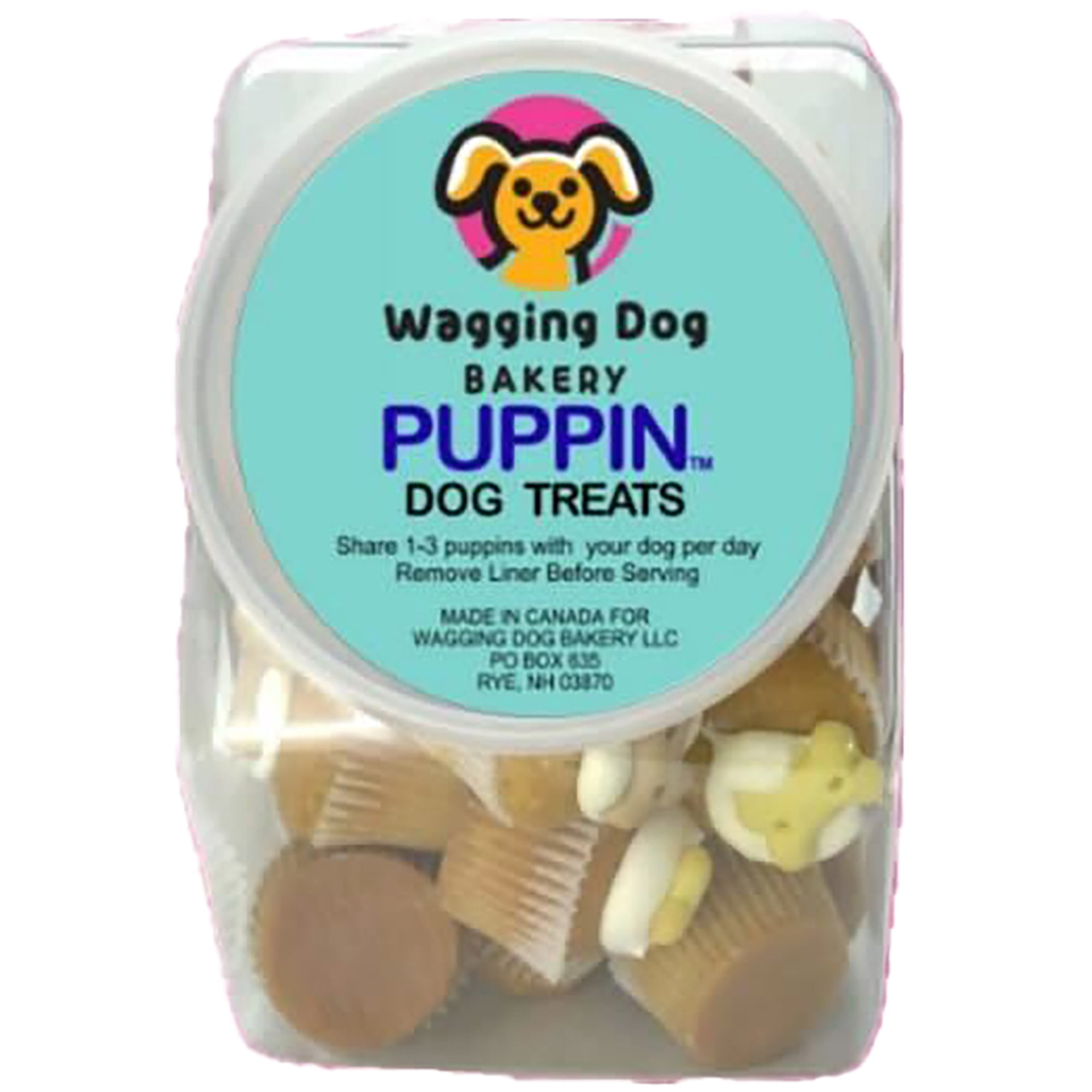 Wagging Dog Bakery: Puppin Mini Cupcake Dog Treat - 30 Pack Crunchy Biscuits, Countertop Jar, Quality Baked Goods for Your Furry Friends, Pet Reward