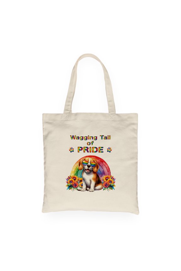 Wagging Tail Beagle Celebrates Rainbow Pride Month LGBT LGBTQ+ Canvas Tote Bag Beagles Dog Lover Gifts Idea Reusable Shopping Grocery Bag - 01003