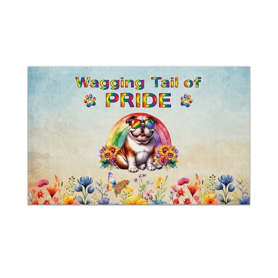 Wagging Tail Bulldog Celebrates Rainbow Pride Month LGBT LGBTQ+ Doormat Dog Lover Gifts Idea Indoor Outdoor Welcome Mat - 01003
