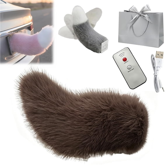 Wagging Tail for Car, Remote Control Electric Car Tail, Adorable Cat Tails for Cars, Rechargeable Plush Animal Moving Tails, Fluffy Wagging Action, Universal Fit for Auto Trunk Bumper Decoration