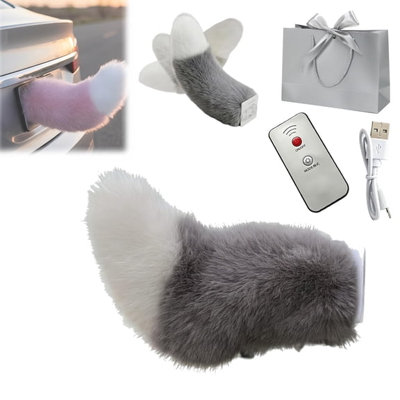 Wagging Tail for Car, Remote Control Electric Car Tail, Adorable Cat Tails for Cars, Rechargeable Plush Animal Moving Tails, Fluffy Wagging Action, Universal Fit for Auto Trunk Bumper Decoration