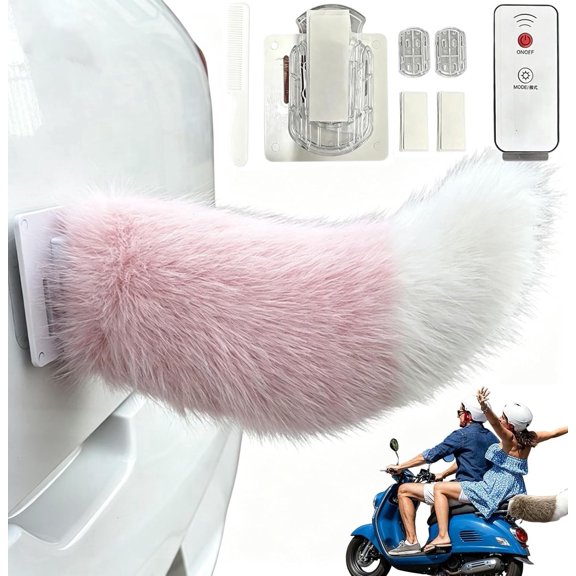 Wagging Tail for Car,Remote Control Electric Car Tail, Adorable Tail for Car, USB Rechargeable Motion Plush Accessory,3 Modes with Voice & Vibration Wagging, Road Trip Party