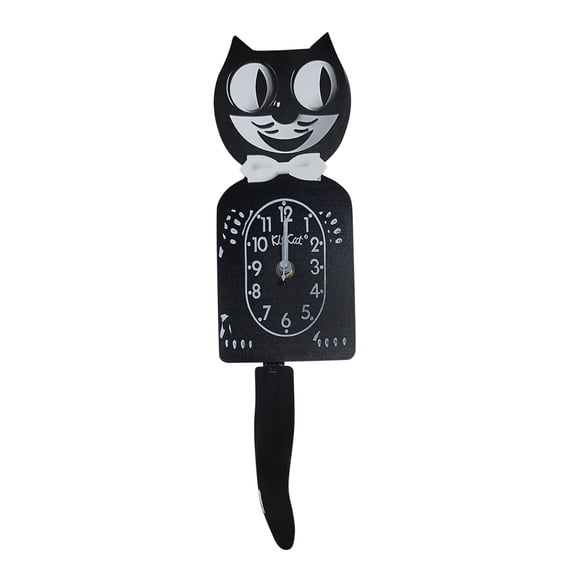 Wagging Tail Cat Wall Clock, 3D Silent Quartz Battery Clock with Swinging Tail, Novelty Decor for Children's Room, Kitchen, Living Room (Requires 2 Aa Batteries) by Qeieuw, Black One Size