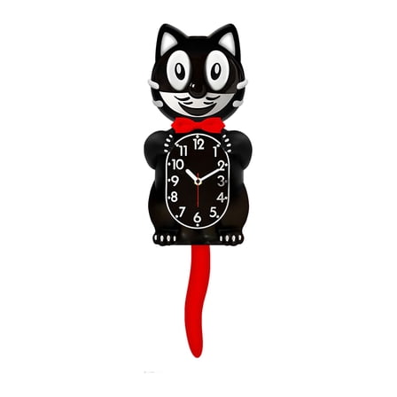 Wagging Tail Cat Wall Clock Style, Decor Clock Cute Cat Shaped,Quartz Clock Perfect For Children's Room Decoration + Precise Timekeeping(Please Bring 2 AA Batteries)