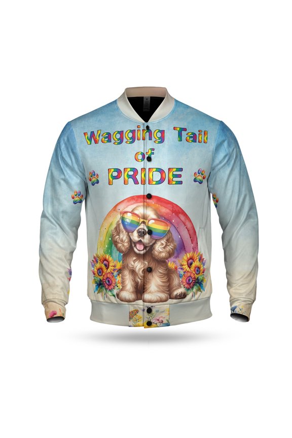 Wagging Tail Cocker Spaniel Celebrates Rainbow Pride Month LGBT LGBTQ+ All Over Print 3D Baseball Jacket Cockers Dog Lover Gifts Bomber Jacket Softball - 01003