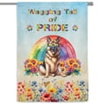 thumbnail image 1 of Wagging Tail German Shepherd Celebrates Rainbow Pride Month LGBT LGBTQ+ House Flag 28x40in Double Sided Alsatian Dog Lover Gifts Outdoor Decor - 01003, 1 of 5