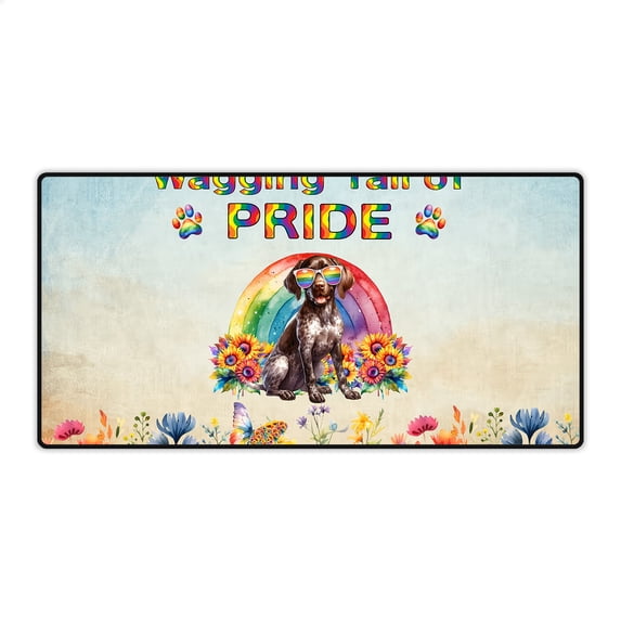 Wagging Tail German Shorthaired Pointer Celebrates Rainbow Pride Month LGBT LGBTQ+ Desk Mat Full Keyboard Mouse Pad GSP Lover Dog Gift Large Mousepad - 01003