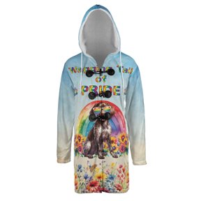 Wagging Tail German Shorthaired Pointer Celebrates Rainbow Pride Month LGBT LGBTQ+ All Over Print 3D Hooded Duffle Toggle Coat GSP Lover Dog Gift - 01003