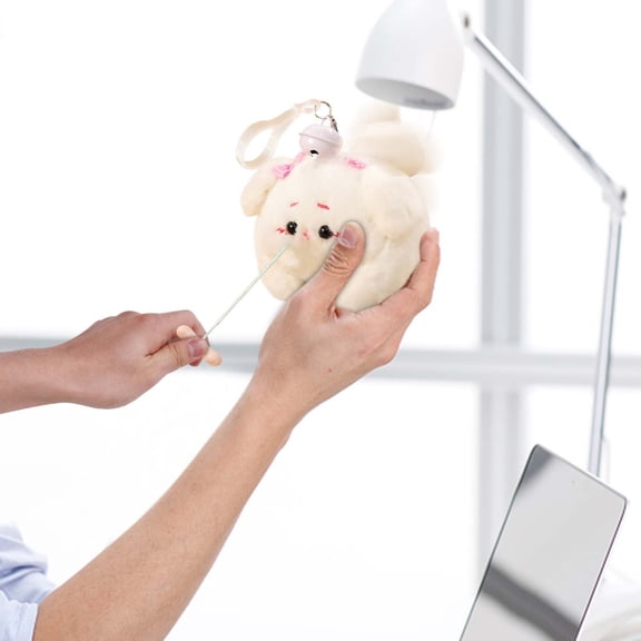 Wagging Tail Keychain Plush Doll, Interactive Pull String Animal Keychain Cute Collectible Bag Charm Gift Toy, Funny Moving Tail Pendant for Backpack Handbag Car Keys Party Favor