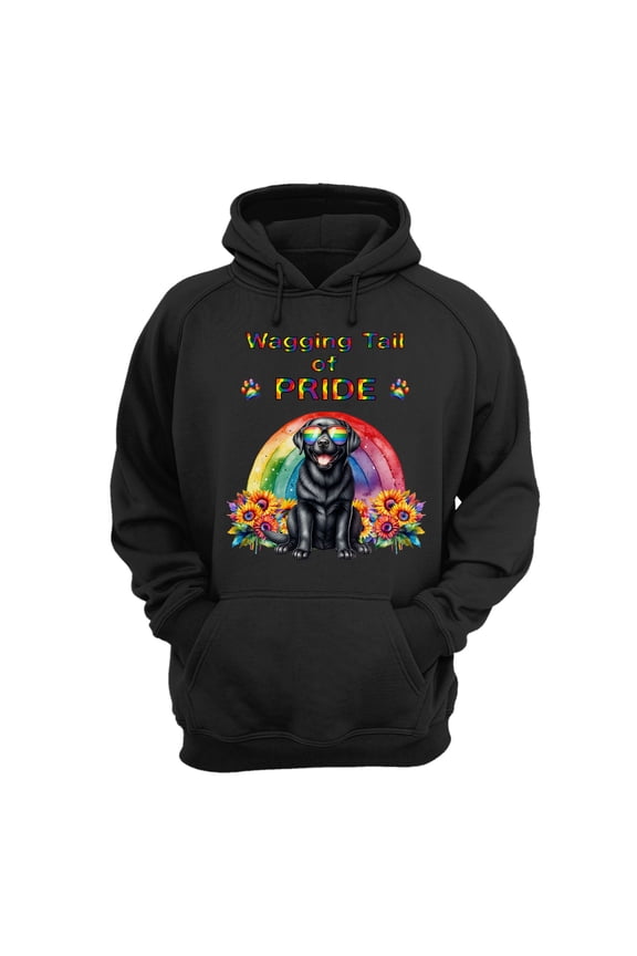 Wagging Tail Labrador Retriever Celebrates Rainbow Pride Month LGBT LGBTQ+ Hoodie Unisex Merch Hoodies Lab Dog Lover Gifts - 01003
