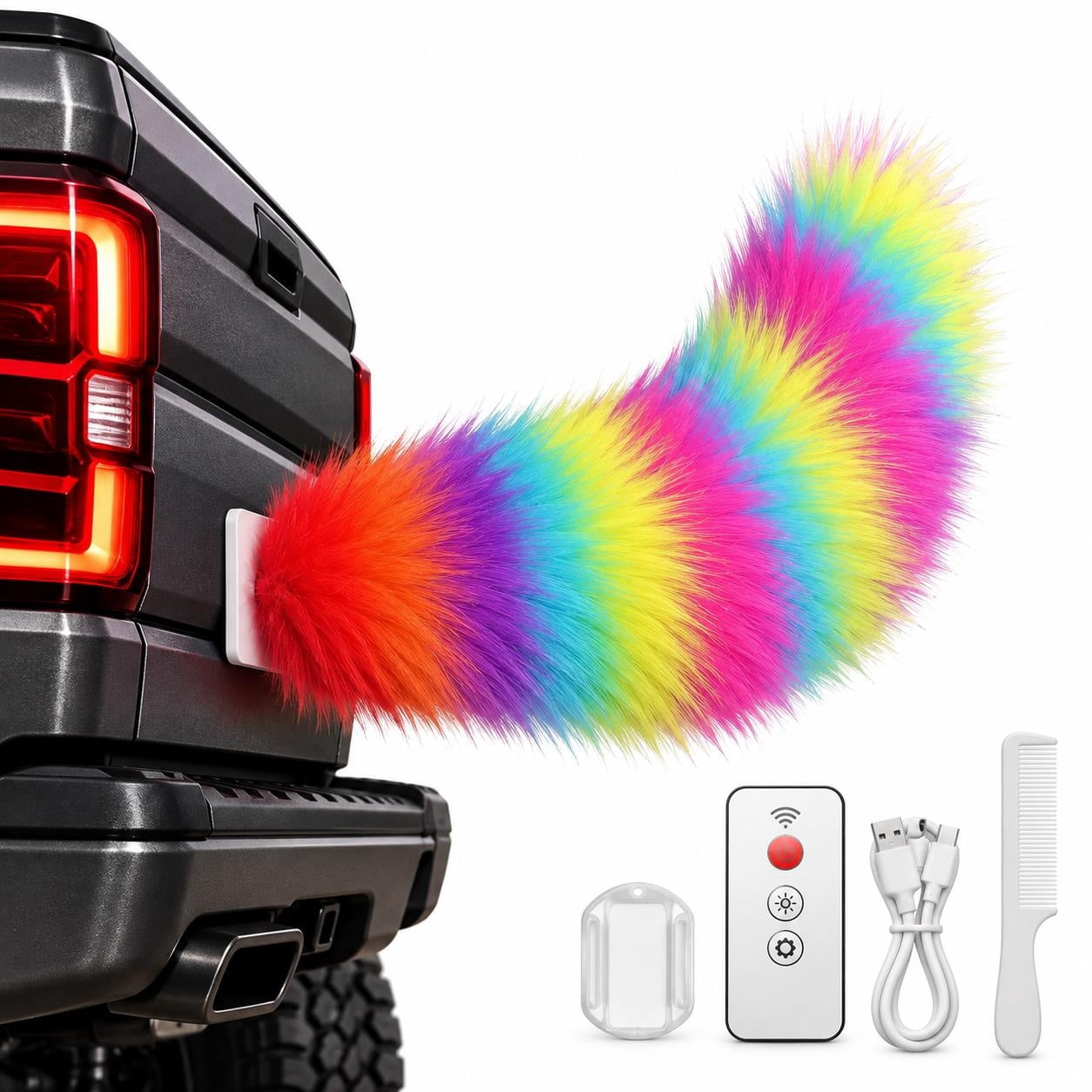 Suv Rear Led Wagging Tail for Motorcycle & Car Furry Cat Tail Drift Accessory ...