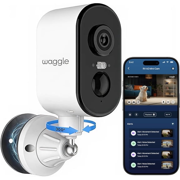 Waggle 4G LTE Security Camera, Indoor/Outdoor, 2K HD - Subscription Required