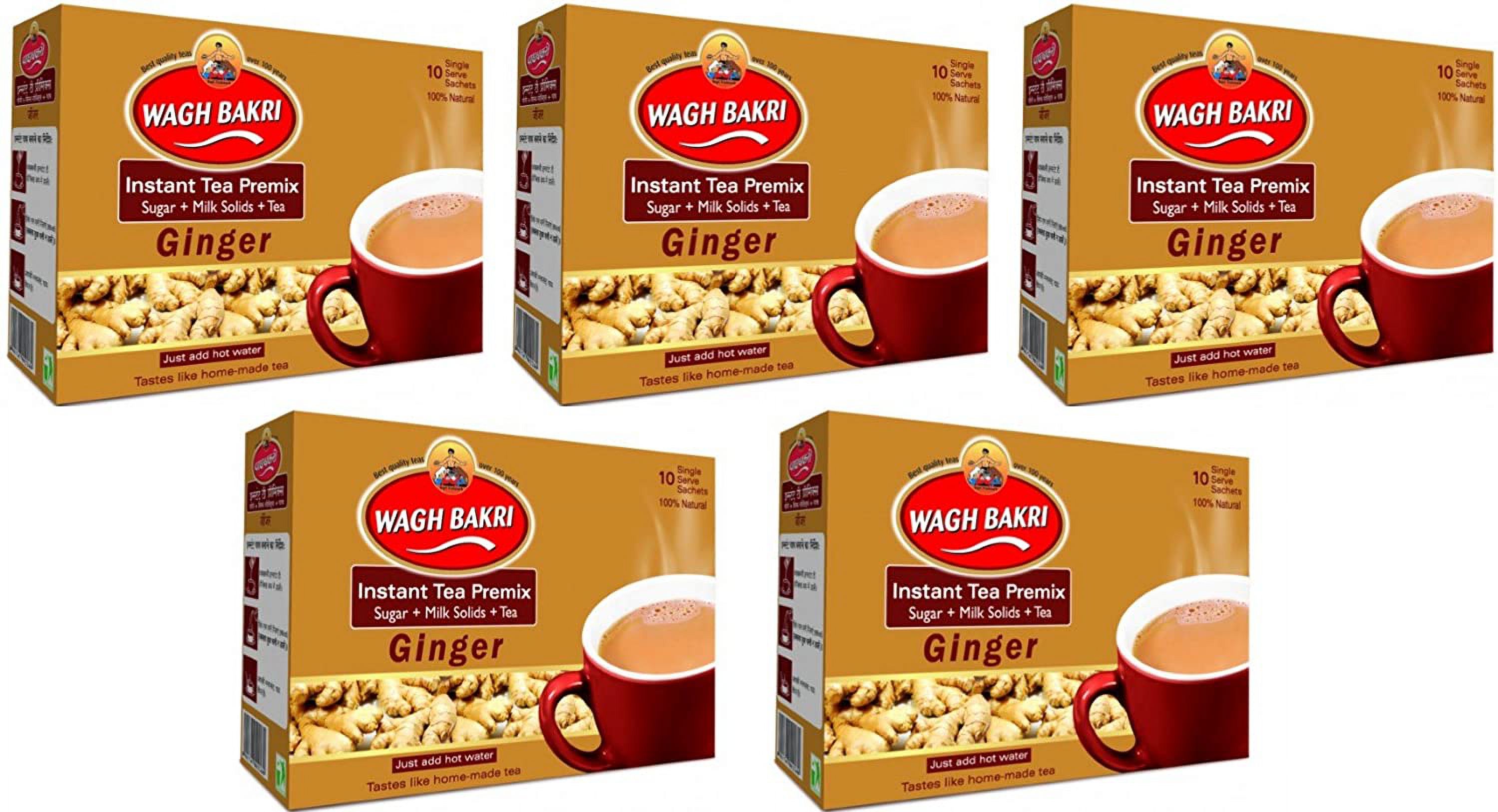 Wagh Bakri Instant Ginger Tea Premix - Pack Of 5 X 140gm, 4.9 Ounce ...