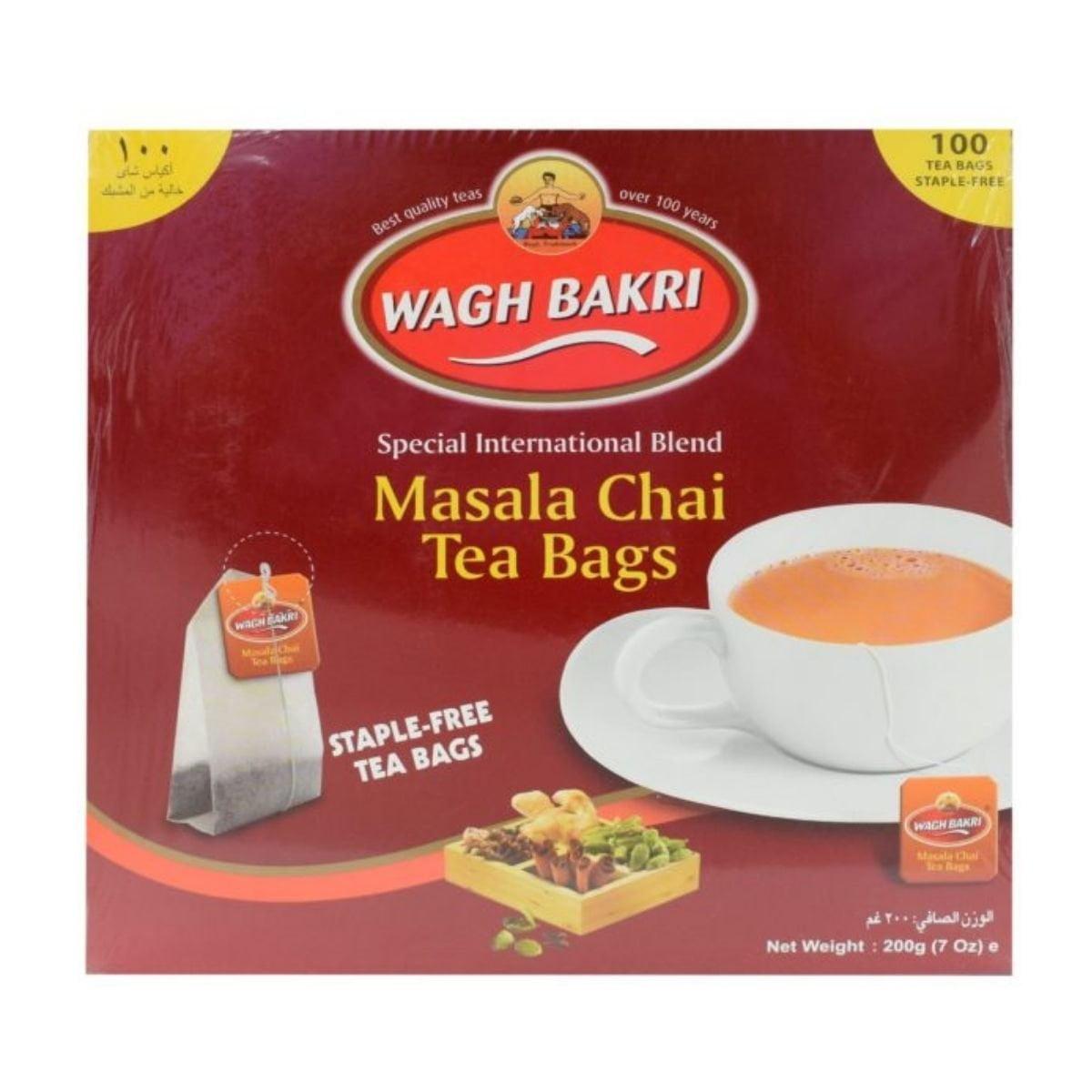 Wagh Bakri Masala Chai 100 Tea bags 200g (Pack of 3)