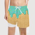 thumbnail image 1 of Wagiet64 by Wagiet64 Mid Thigh Double Layer Dessert Print Casual Swim Trunks (Little Boys, 5-6 Years), 1 of 3