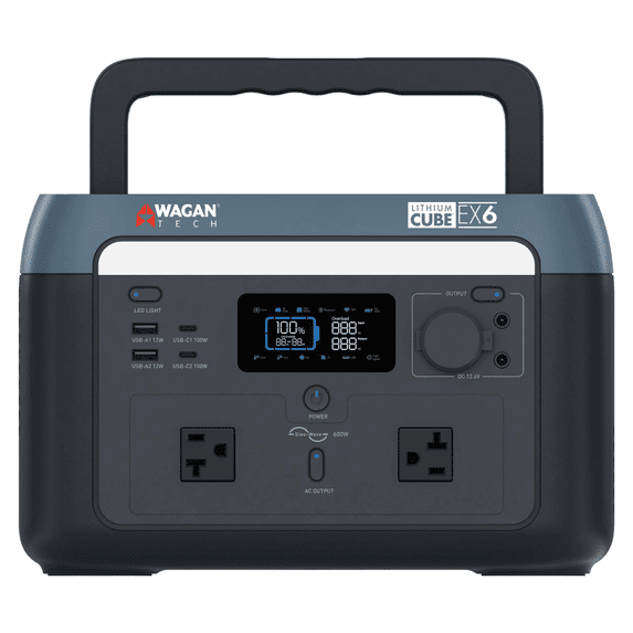 Wagn 600-Watt Lithium Cube Push Button Start 600 Battery Powered Portable Power Station Power Generator