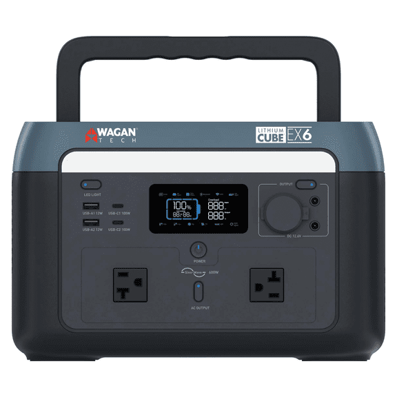 Wagn 600-Watt Lithium Cube Push Button Start 600 Battery Powered Portable Power Station Power Generator